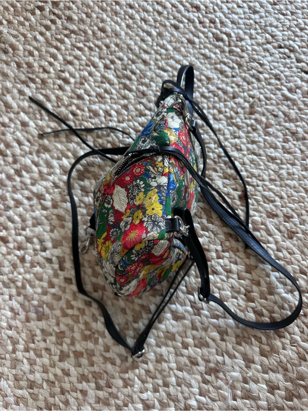 Rebecca Minkoff Julian Mini Floral Backpack Canvas Leather Trim - Picture 8 of 8